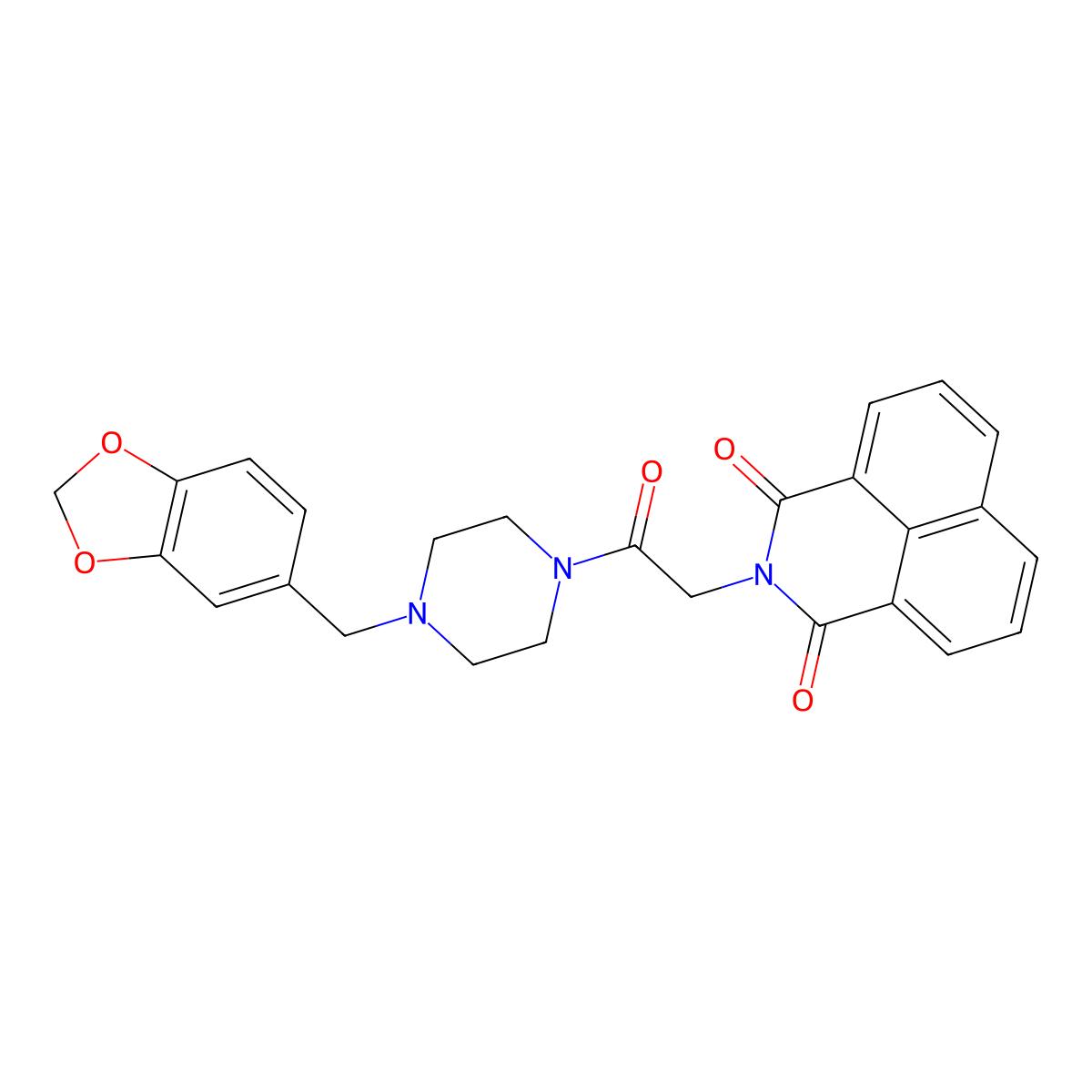 2-[2-(4-Benzo[1,3]dioxol-5-ylmethyl-piperazin-1-yl)-2-oxo-ethyl]-benzo[de]isoquinoline-1,3-dione molecular structure, CAS 326889-68-3