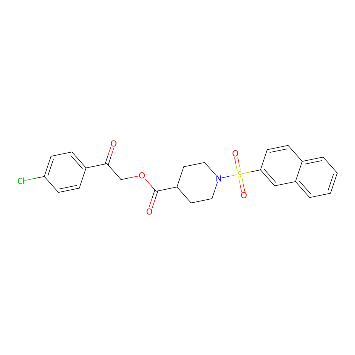 2-(4-Chlorophenyl)-2-oxoethyl 1-(naphthalen-2-ylsulfonyl)piperidine-4-carboxylate molecular structure, CAS 326889-71-8
