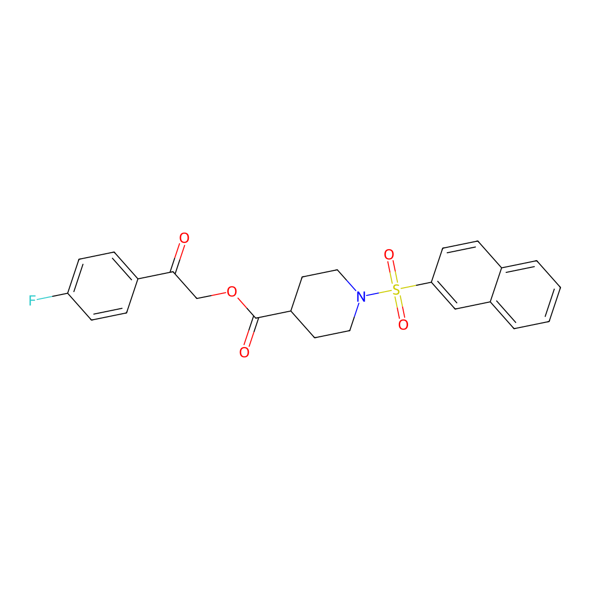 2-(4-Fluorophenyl)-2-oxoethyl 1-(naphthalen-2-ylsulfonyl)piperidine-4-carboxylate molecular structure, CAS 326889-72-9