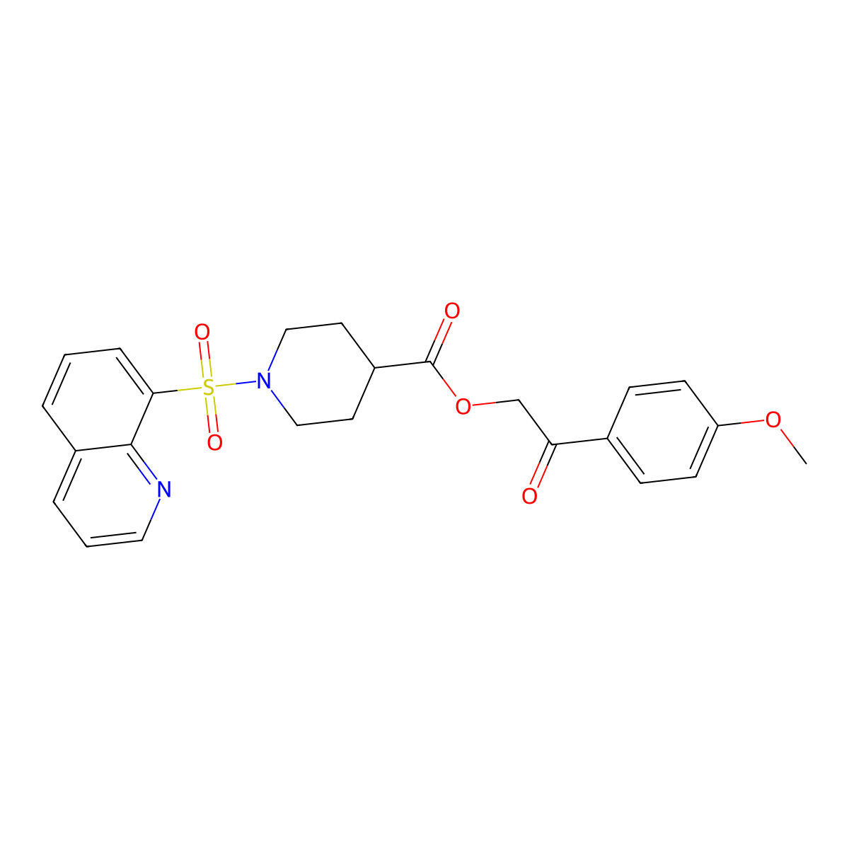 2-(4-Methoxyphenyl)-2-oxoethyl 1-(8-quinolinylsulfonyl)-4-piperidinecarboxylate molecular structure, CAS 326889-75-2