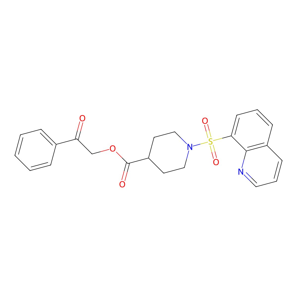 Phenacyl 1-quinolin-8-ylsulfonylpiperidine-4-carboxylate molecular structure, CAS 326889-76-3