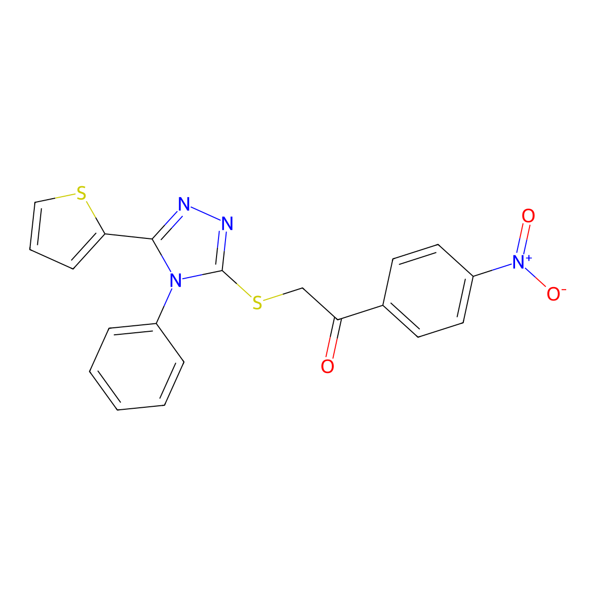 1-(4-Nitrophenyl)-2-[(4-phenyl-5-thiophen-2-yl-1,2,4-triazol-3-yl)sulfanyl]ethanone molecular structure, CAS 326889-80-9
