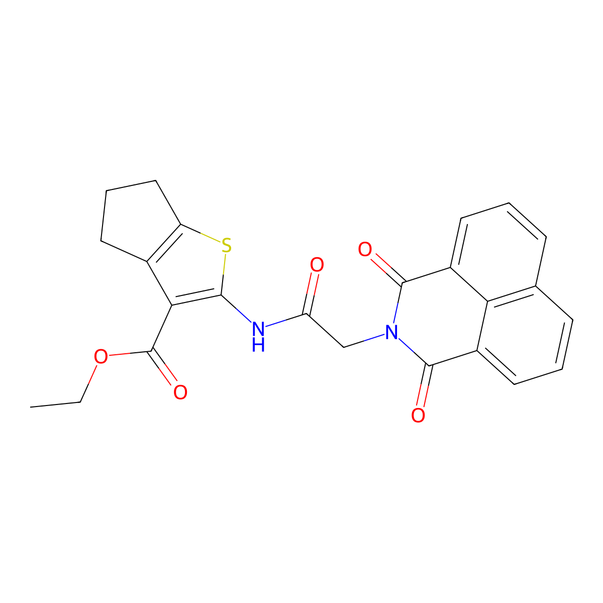 ethyl 2-[[2-(1,3-dioxobenzo[de]isoquinolin-2-yl)acetyl]amino]-5,6-dihydro-4H-cyclopenta[b]thiophene-3-carboxylate molecular structure, CAS 326889-85-4