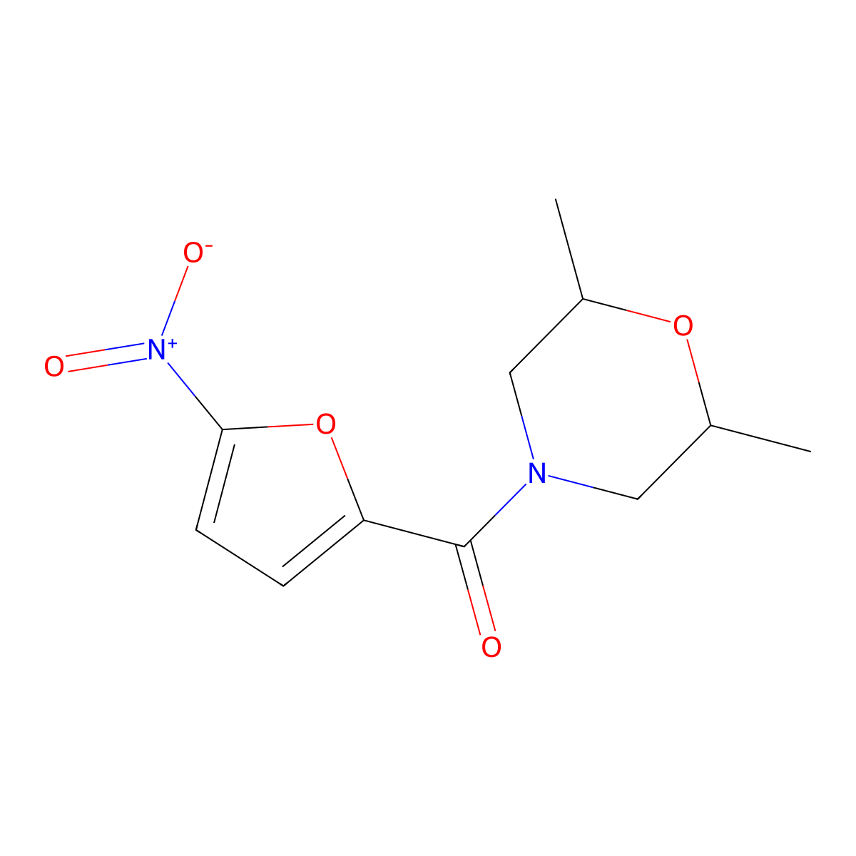 (2,6-Dimethylmorpholin-4-yl)-(5-nitrofuran-2-yl)methanone molecular structure, CAS 326898-41-3