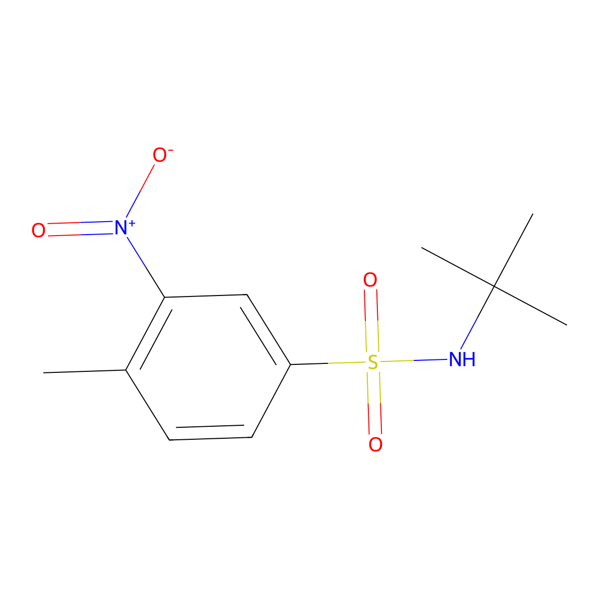 N-tert-butyl-4-methyl-3-nitrobenzenesulfonamide molecular structure, CAS 326898-53-7