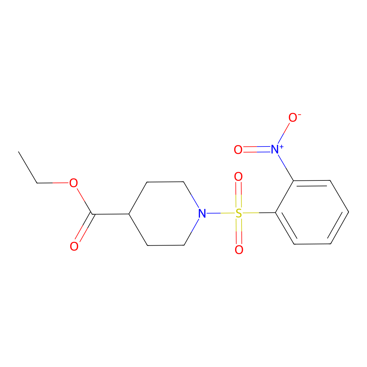 Ethyl 1-[(2-nitrophenyl)sulfonyl]-4-piperidinecarboxylate molecular structure, CAS 326898-54-8