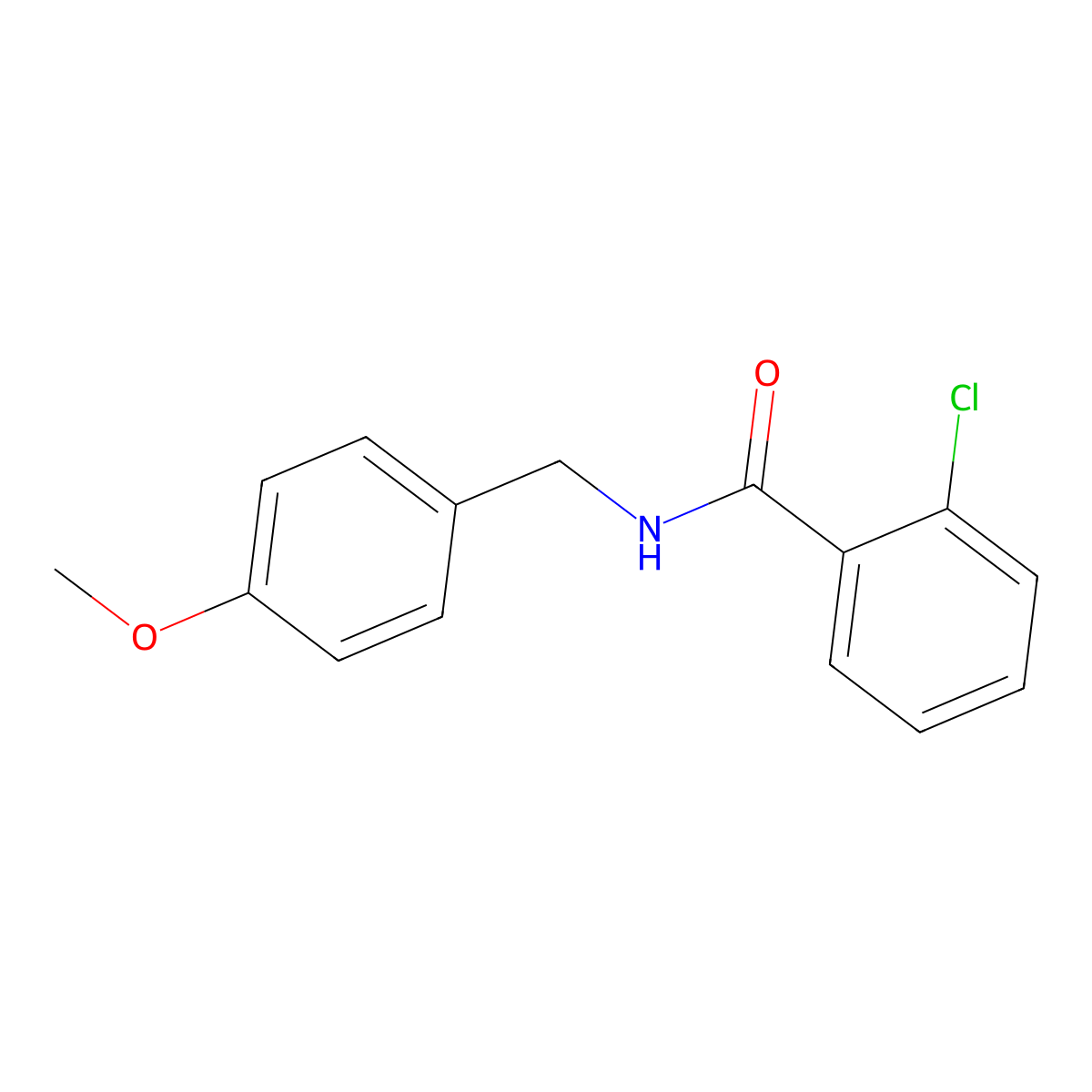 2-chloro-N-(4-methoxybenzyl)benzamide molecular structure, CAS 326898-89-9