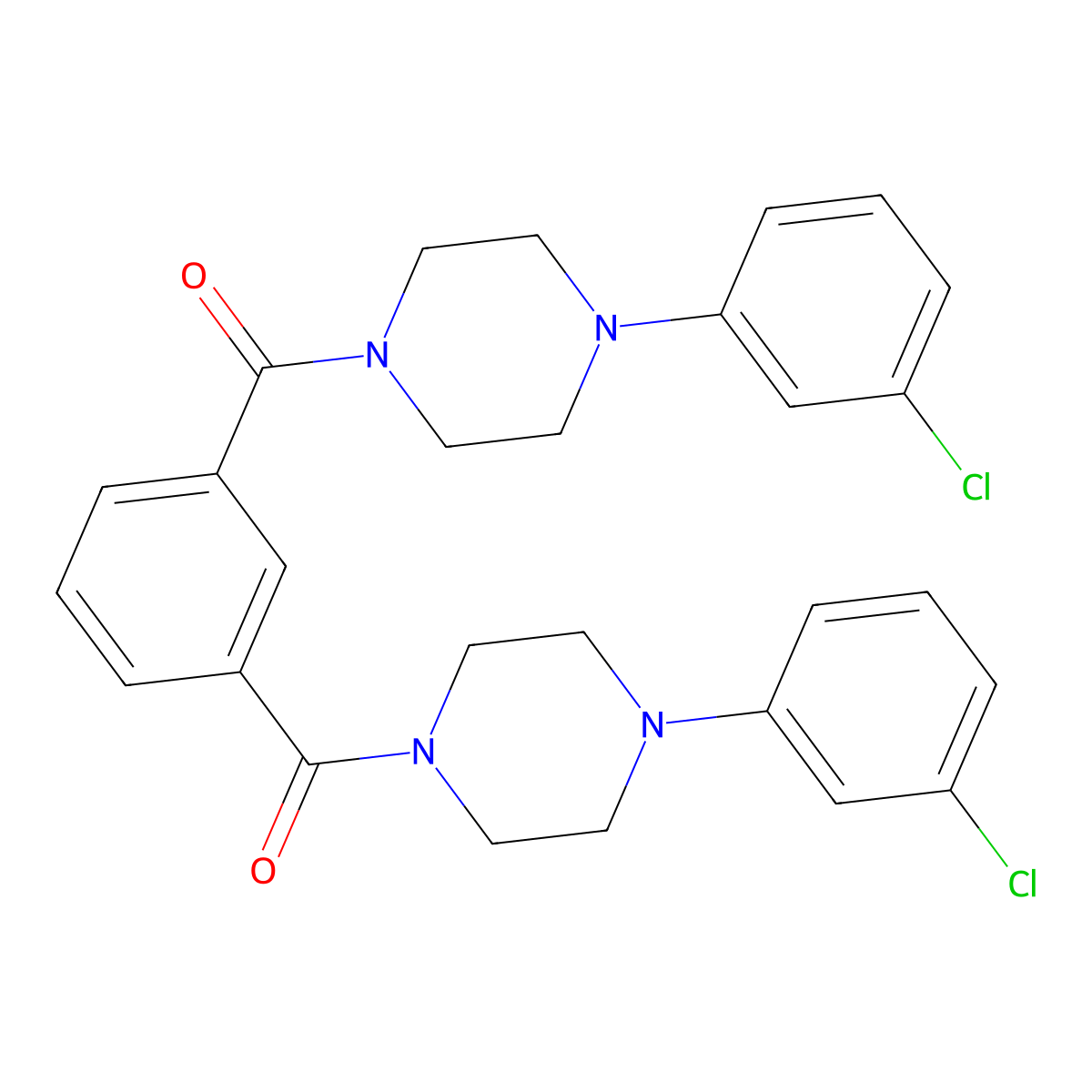 [3-[4-(3-Chlorophenyl)piperazine-1-carbonyl]phenyl]-[4-(3-chlorophenyl)piperazin-1-yl]methanone molecular structure, CAS 326899-05-2