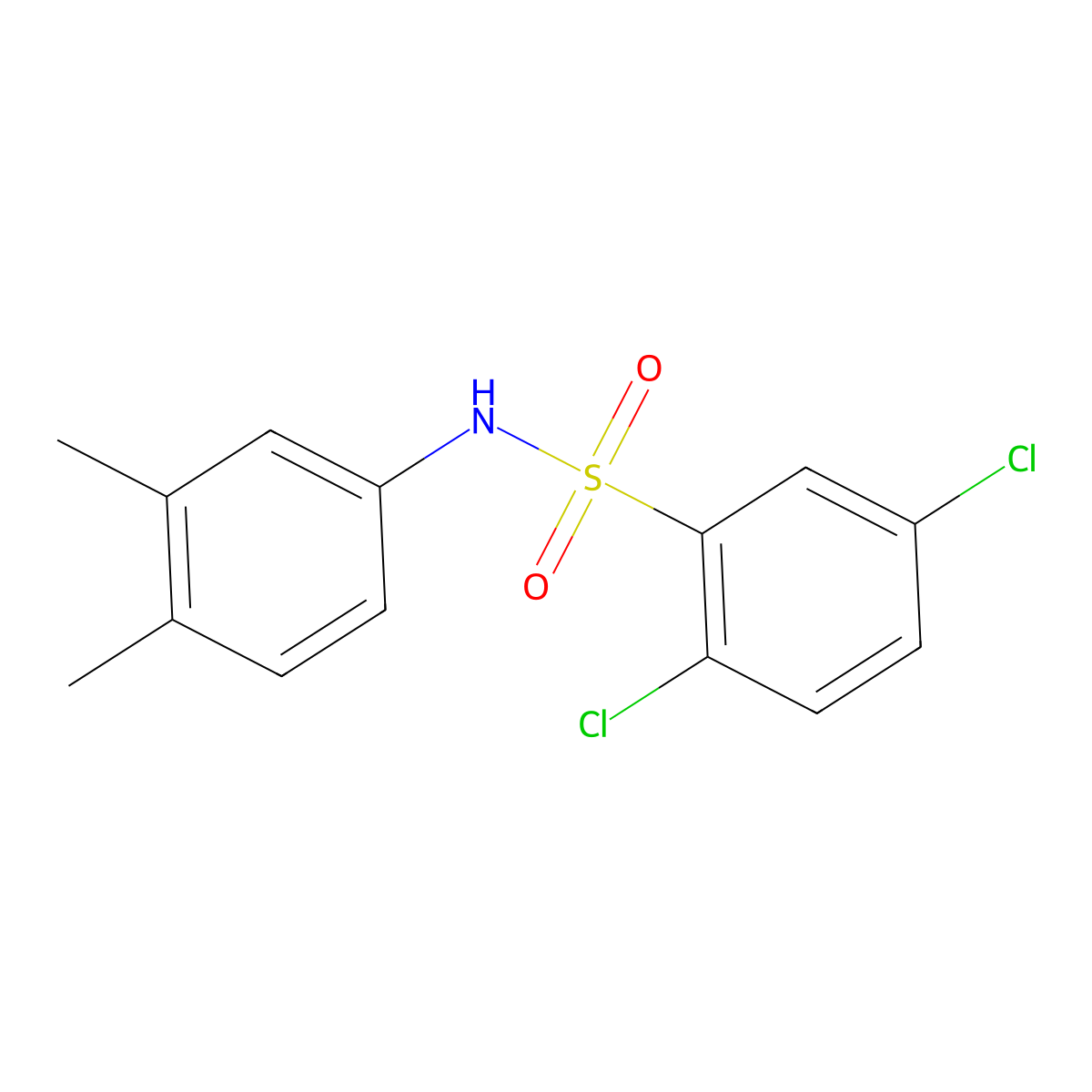 2,5-dichloro-N-(3,4-dimethylphenyl)benzenesulfonamide molecular structure, CAS 326899-45-0