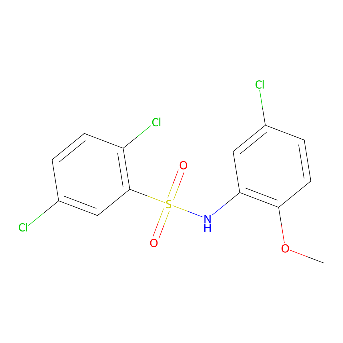 2,5-dichloro-N-(5-chloro-2-methoxyphenyl)benzenesulfonamide molecular structure, CAS 326899-47-2