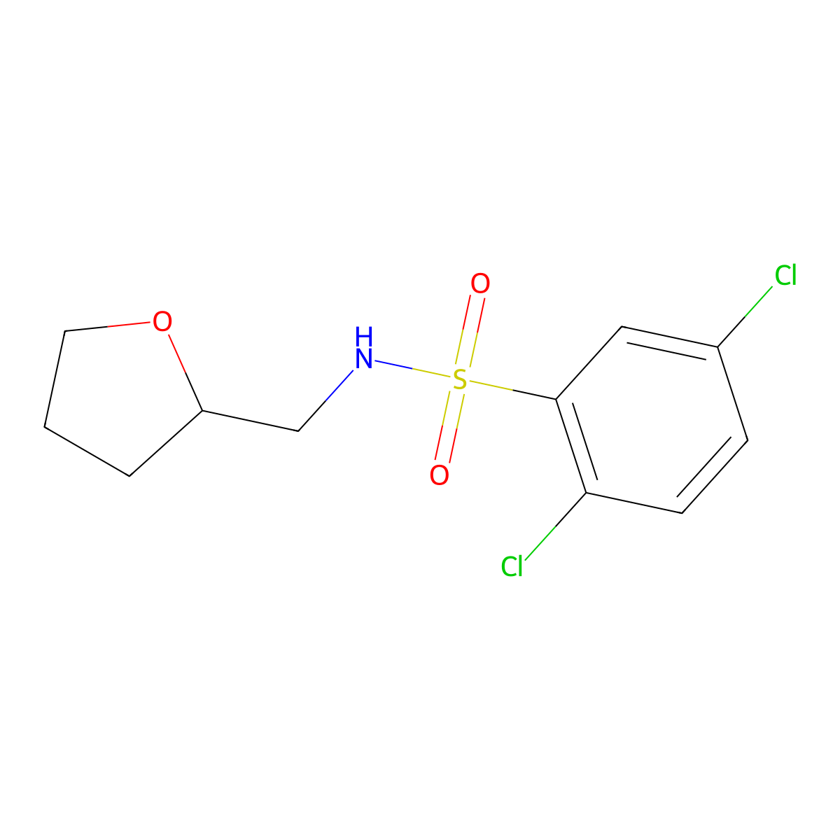 2,5-dichloro-N-(oxolan-2-ylmethyl)benzenesulfonamide molecular structure, CAS 326899-53-0