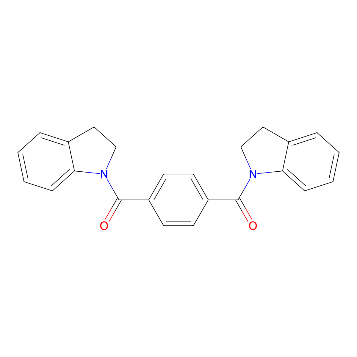 Benzene, 1,4-bis(2,3-dihydroindol-1-ylcarbonyl)- molecular structure, CAS 326899-58-5