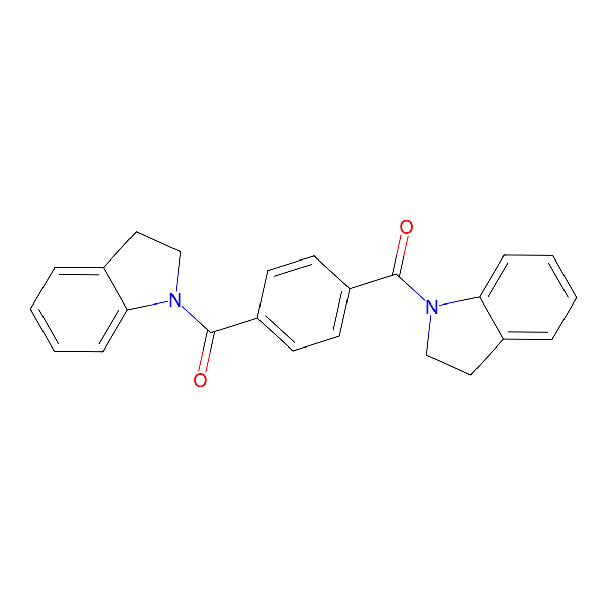 Benzene, 1,4-bis(2,3-dihydroindol-1-ylcarbonyl)- molecular structure, CAS 326899-58-5