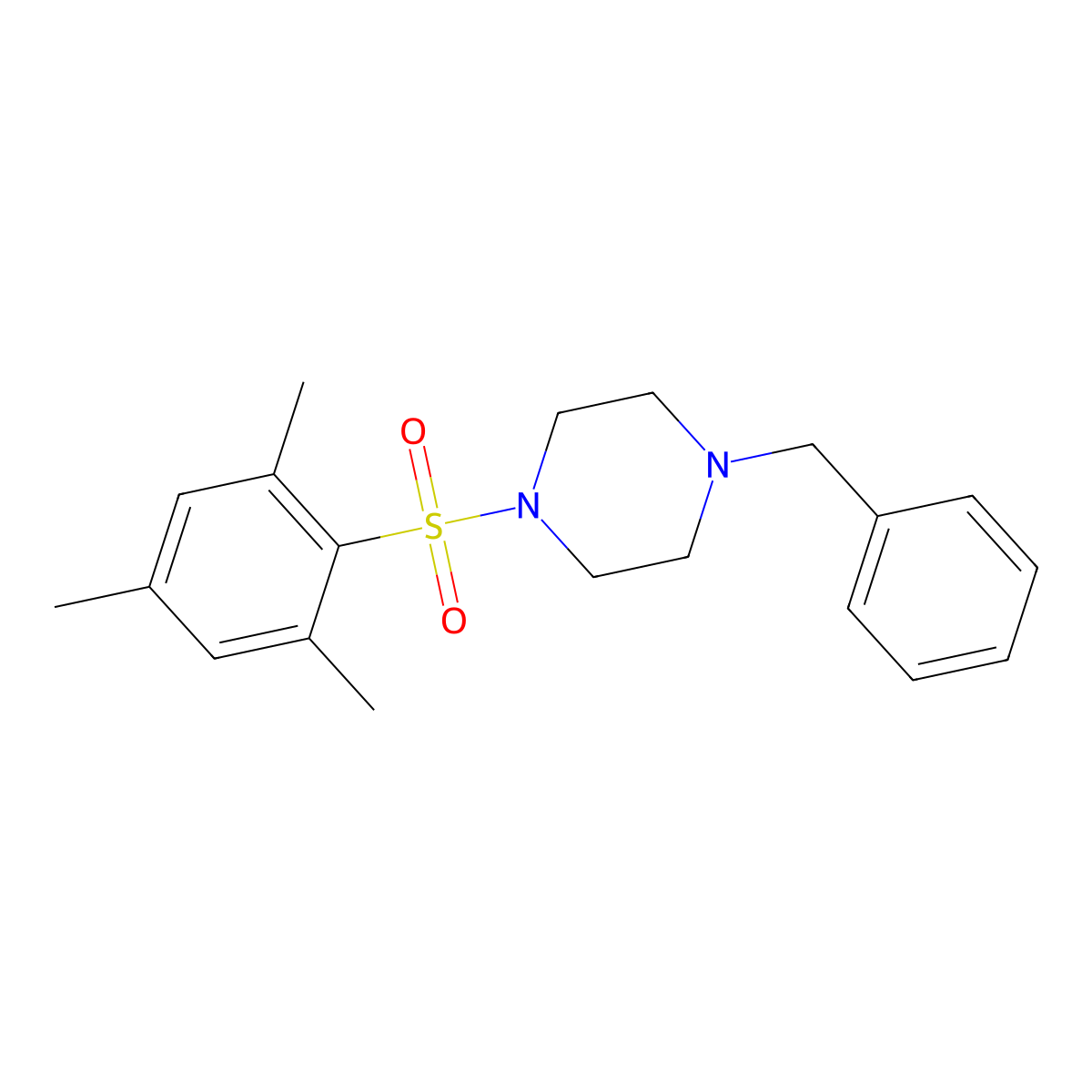1-Benzyl-4-(mesitylsulfonyl)piperazine molecular structure, CAS 326899-60-9