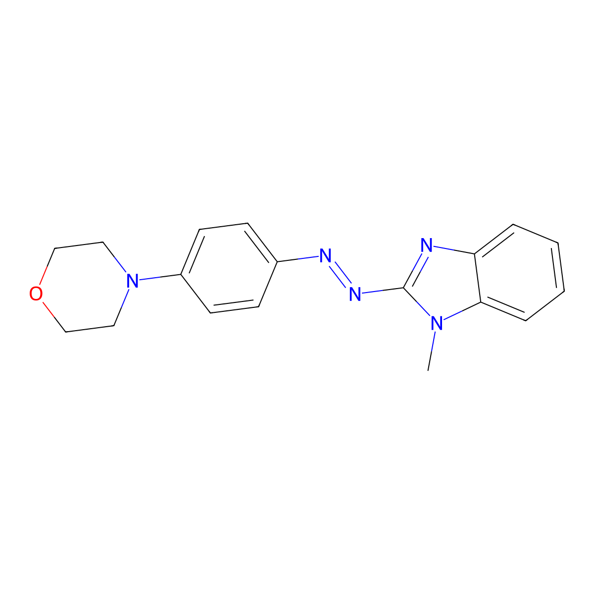 (E)-4-(4-((1-methyl-1H-benzo[d]imidazol-2-yl)diazenyl)phenyl)morpholine molecular structure, CAS 326900-57-6