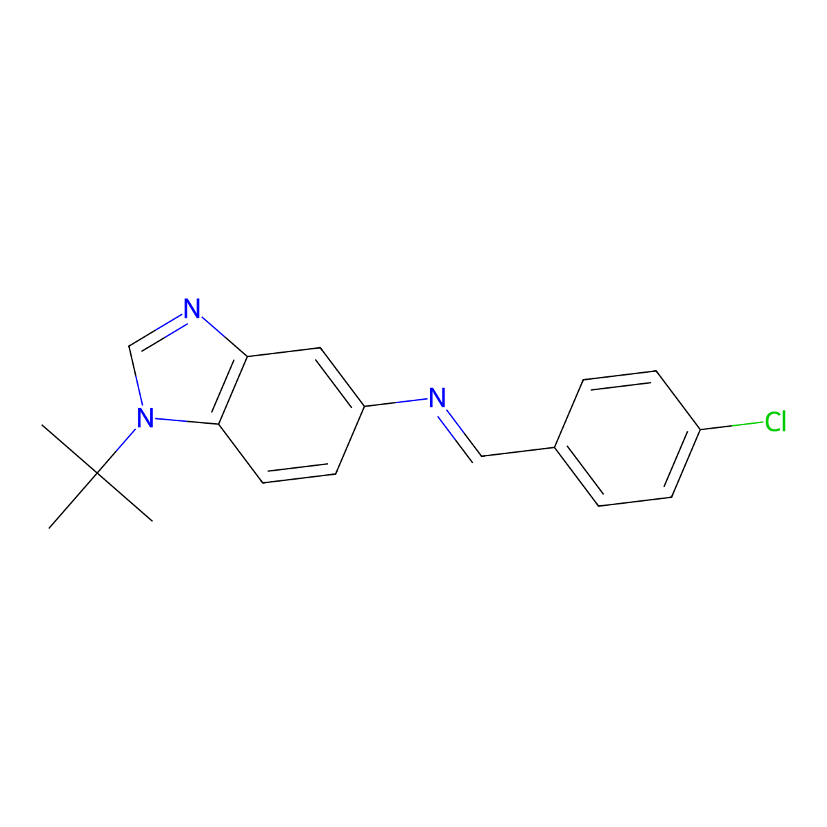 N-(1-tert-butylbenzimidazol-5-yl)-1-(4-chlorophenyl)methanimine molecular structure, CAS 326900-80-5