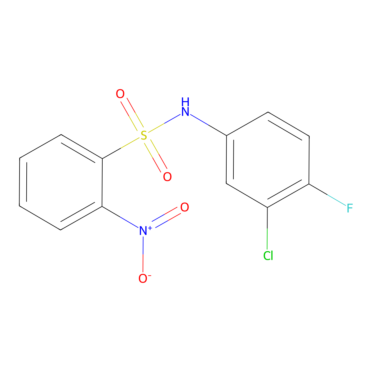 N-(3-chloro-4-fluorophenyl)-2-nitrobenzenesulfonamide molecular structure, CAS 326901-80-8