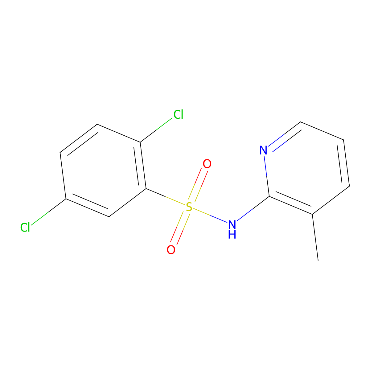 2,5-dichloro-N-(3-methylpyridin-2-yl)benzenesulfonamide molecular structure, CAS 326901-90-0