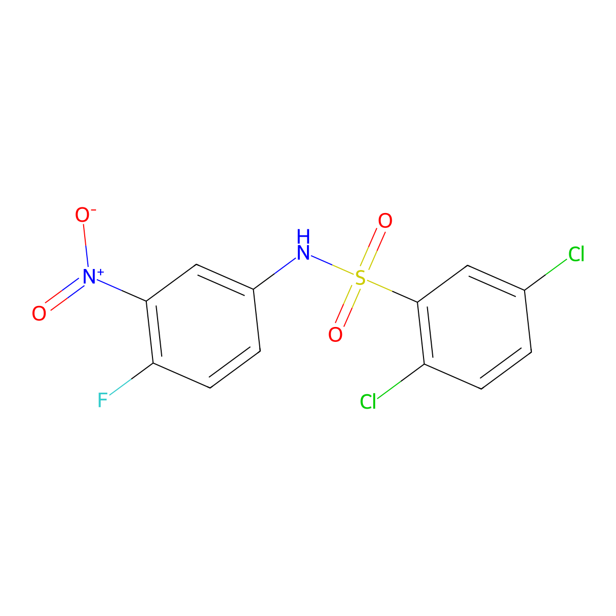 2,5-dichloro-N-(4-fluoro-3-nitrophenyl)benzenesulfonamide molecular structure, CAS 326901-91-1