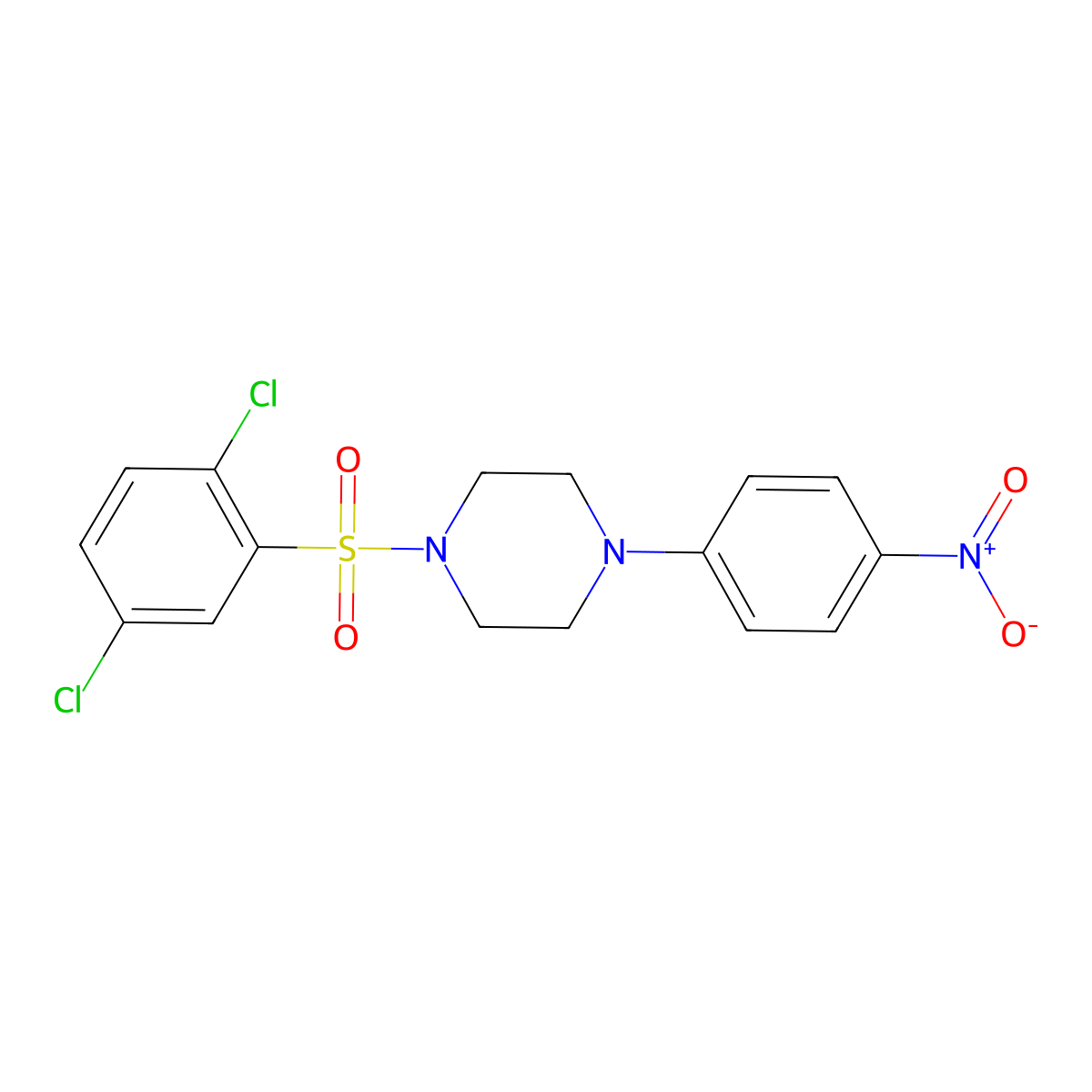 1-(2,5-Dichlorophenyl)sulfonyl-4-(4-nitrophenyl)piperazine molecular structure, CAS 326901-93-3
