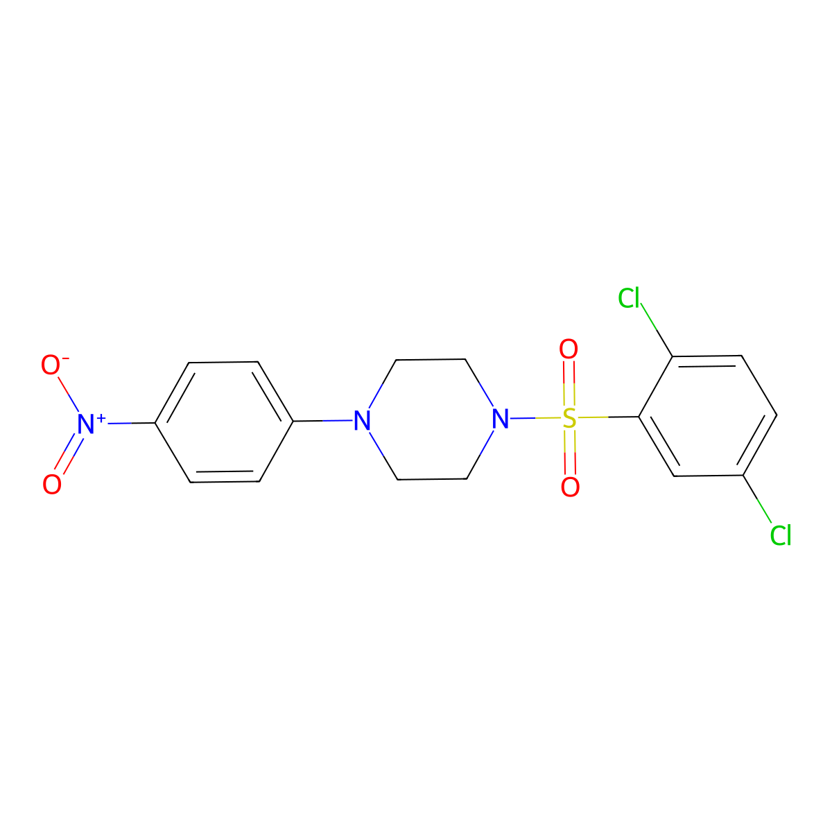 1-(2,5-Dichlorophenyl)sulfonyl-4-(4-nitrophenyl)piperazine molecular structure, CAS 326901-93-3