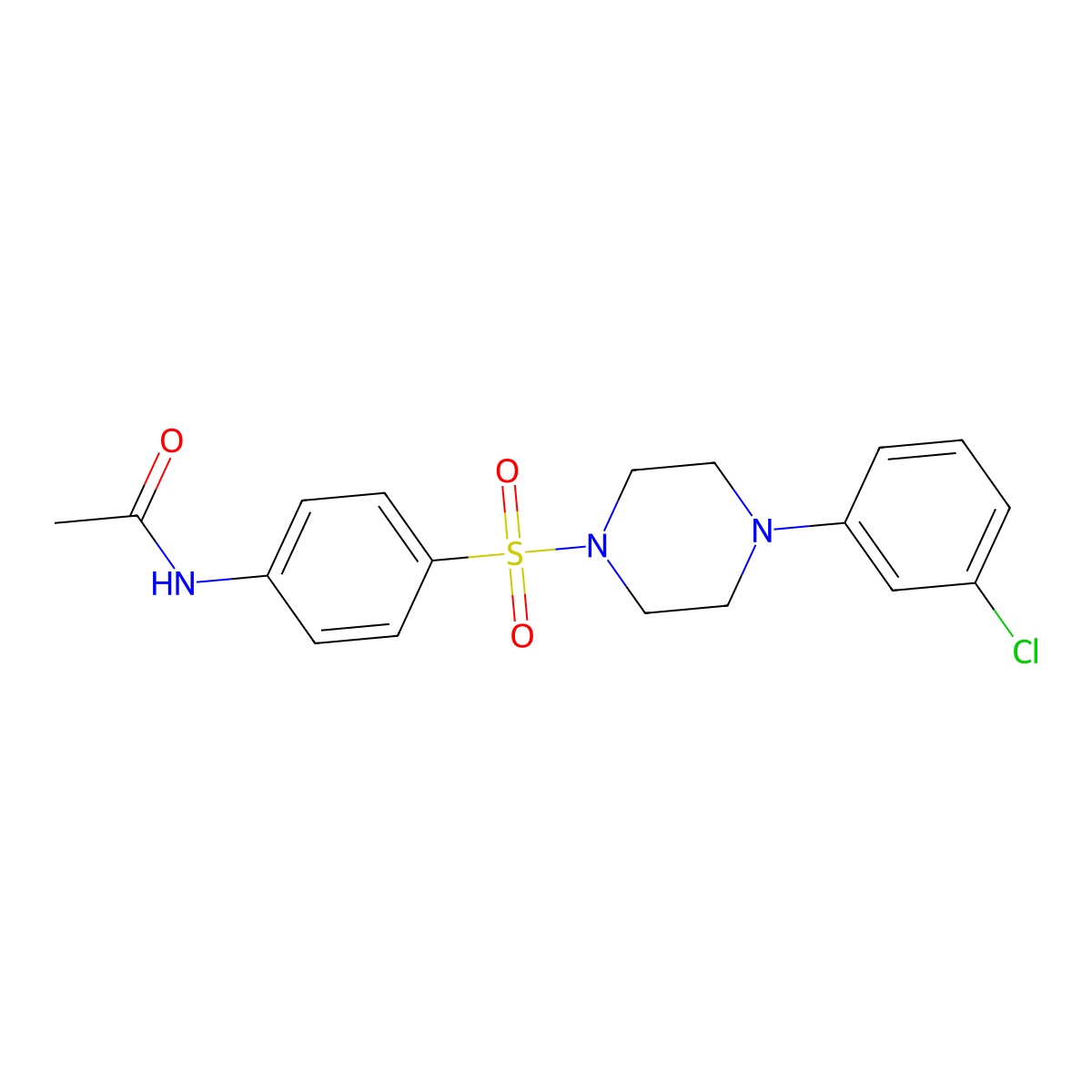 N-(4-{[4-(3-chlorophenyl)piperazin-1-yl]sulfonyl}phenyl)acetamide molecular structure, CAS 326901-96-6