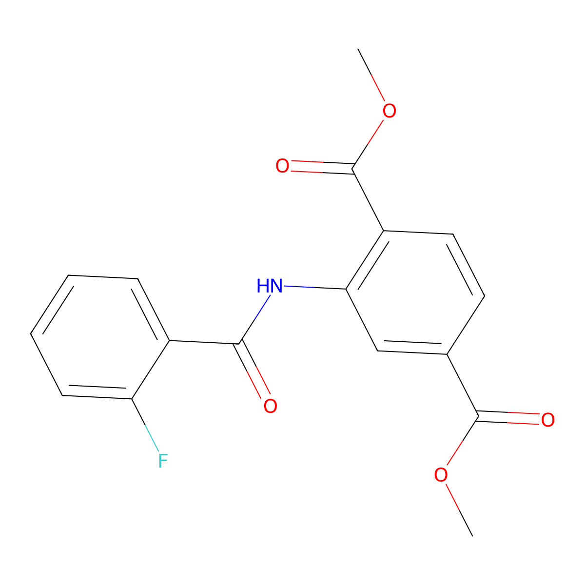 Dimethyl 2-[(2-fluorobenzoyl)amino]benzene-1,4-dicarboxylate molecular structure, CAS 326902-11-8