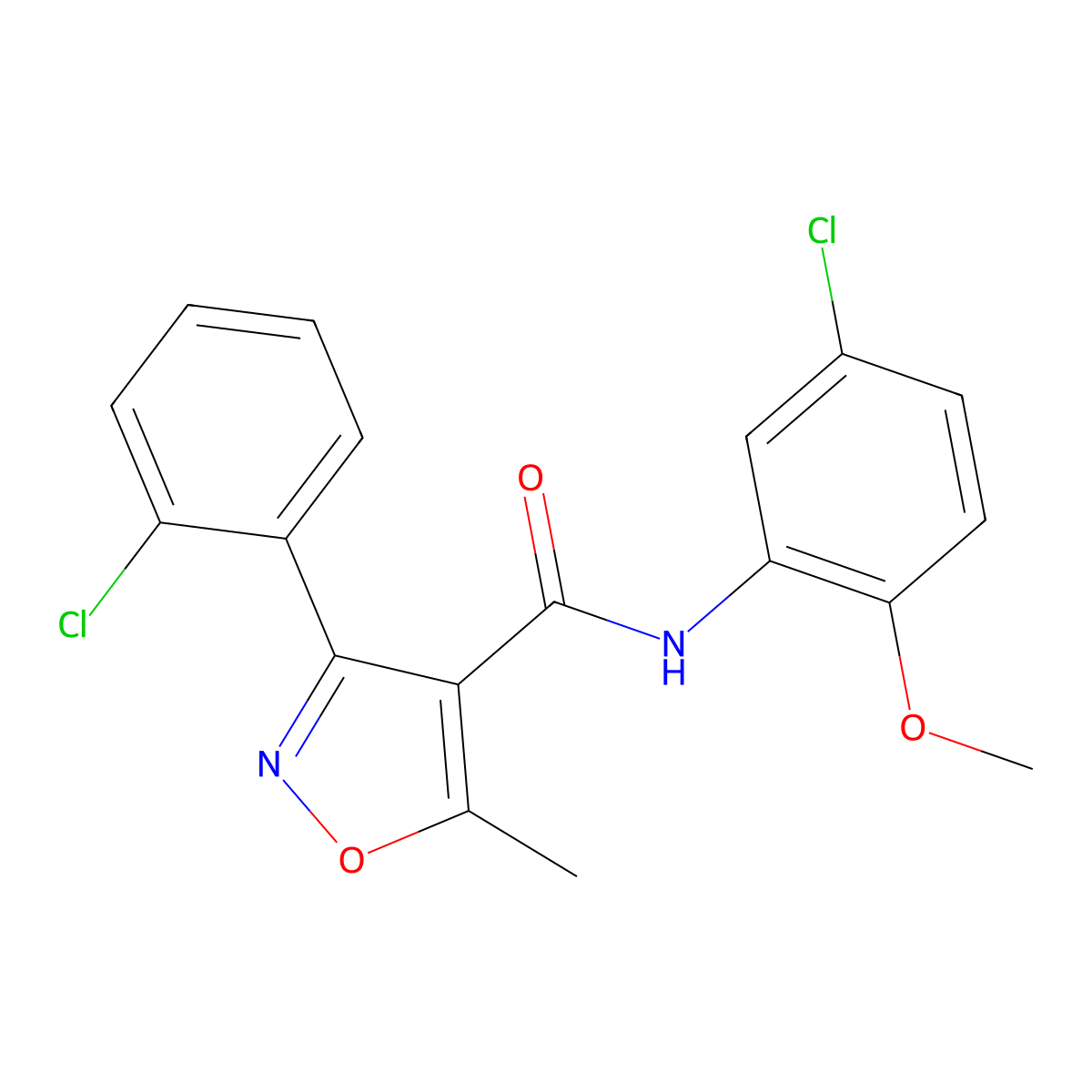N-(5-chloro-2-methoxyphenyl)-3-(2-chlorophenyl)-5-methylisoxazole-4-carboxamide molecular structure, CAS 326902-63-0