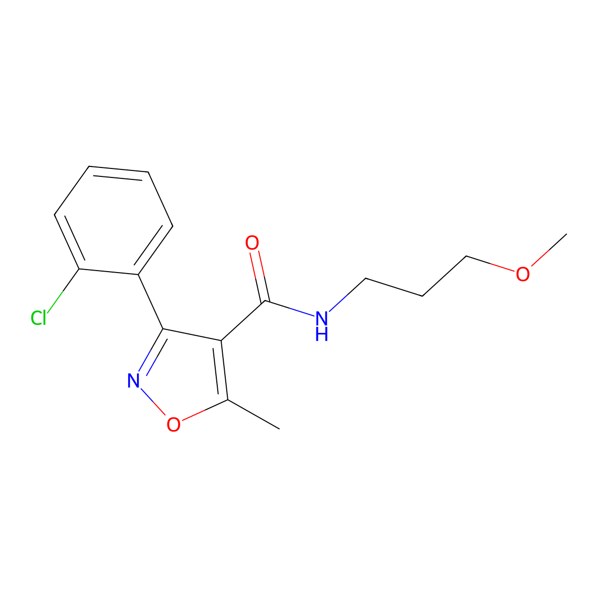 3-(2-chlorophenyl)-N-(3-methoxypropyl)-5-methyl-1,2-oxazole-4-carboxamide molecular structure, CAS 326902-66-3