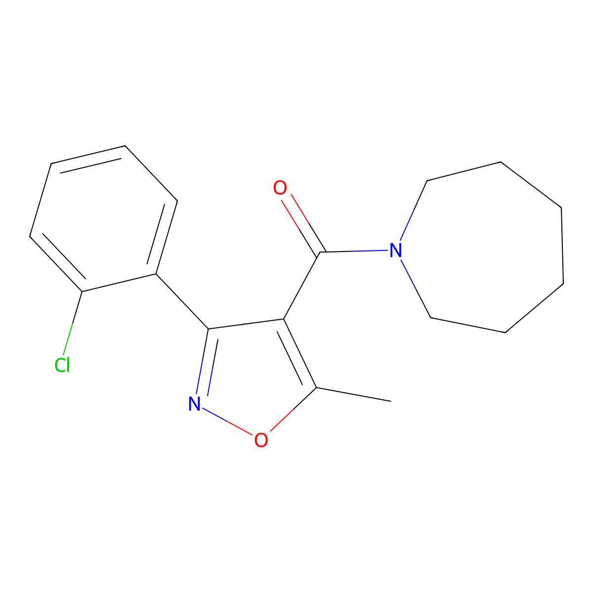 Azepan-1-yl-[3-(2-chloro-phenyl)-5-methyl-isoxazol-4-yl]-methanone molecular structure, CAS 326902-69-6