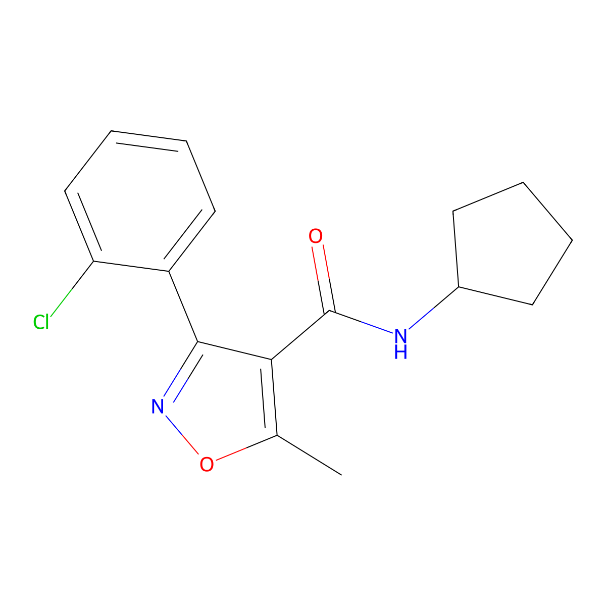 3-(2-chlorophenyl)-N-cyclopentyl-5-methyl-1,2-oxazole-4-carboxamide molecular structure, CAS 326902-72-1