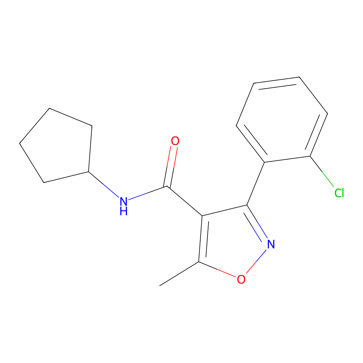 3-(2-chlorophenyl)-N-cyclopentyl-5-methyl-1,2-oxazole-4-carboxamide molecular structure, CAS 326902-72-1