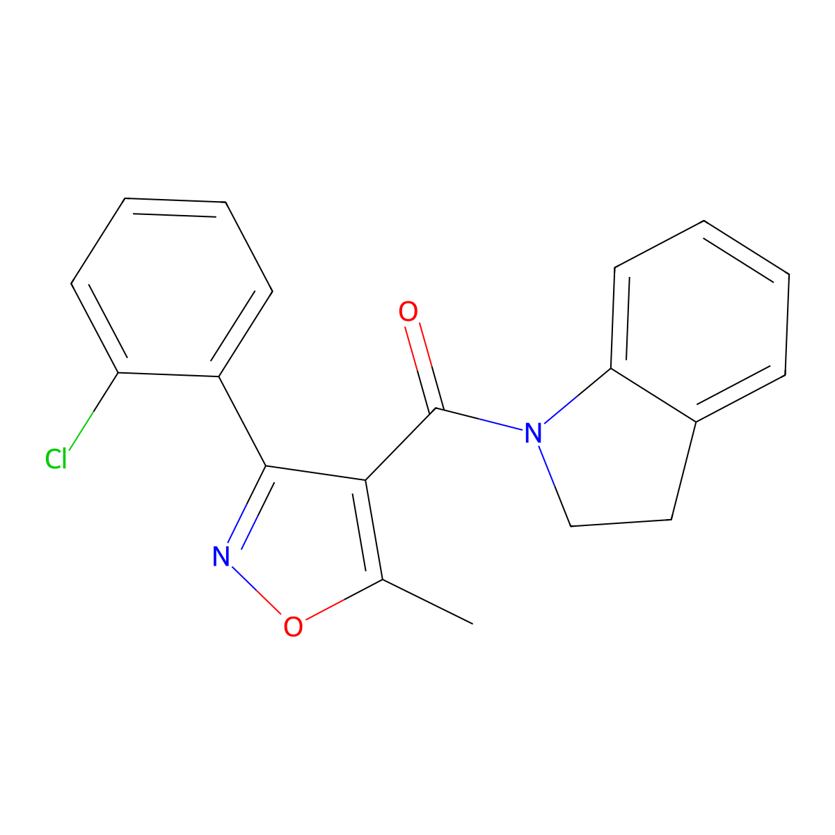 [3-(2-Chlorophenyl)-5-methyl-1,2-oxazol-4-yl]-(2,3-dihydroindol-1-yl)methanone molecular structure, CAS 326902-74-3