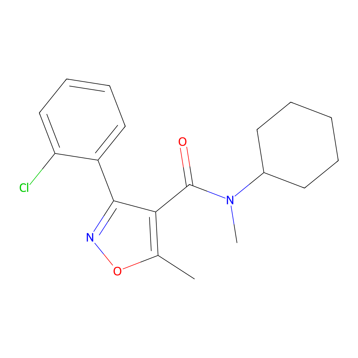 3-(2-chlorophenyl)-N-cyclohexyl-N,5-dimethyl-1,2-oxazole-4-carboxamide molecular structure, CAS 326902-77-6