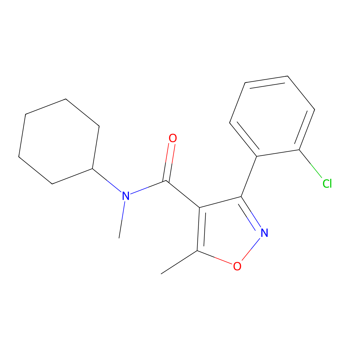 3-(2-chlorophenyl)-N-cyclohexyl-N,5-dimethyl-1,2-oxazole-4-carboxamide molecular structure, CAS 326902-77-6