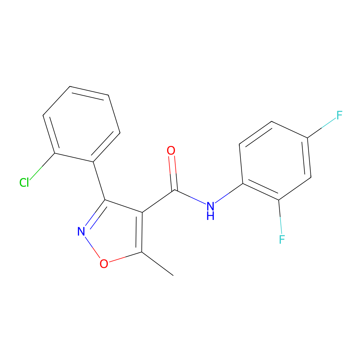 3-(2-chlorophenyl)-N-(2,4-difluorophenyl)-5-methylisoxazole-4-carboxamide molecular structure, CAS 326902-82-3