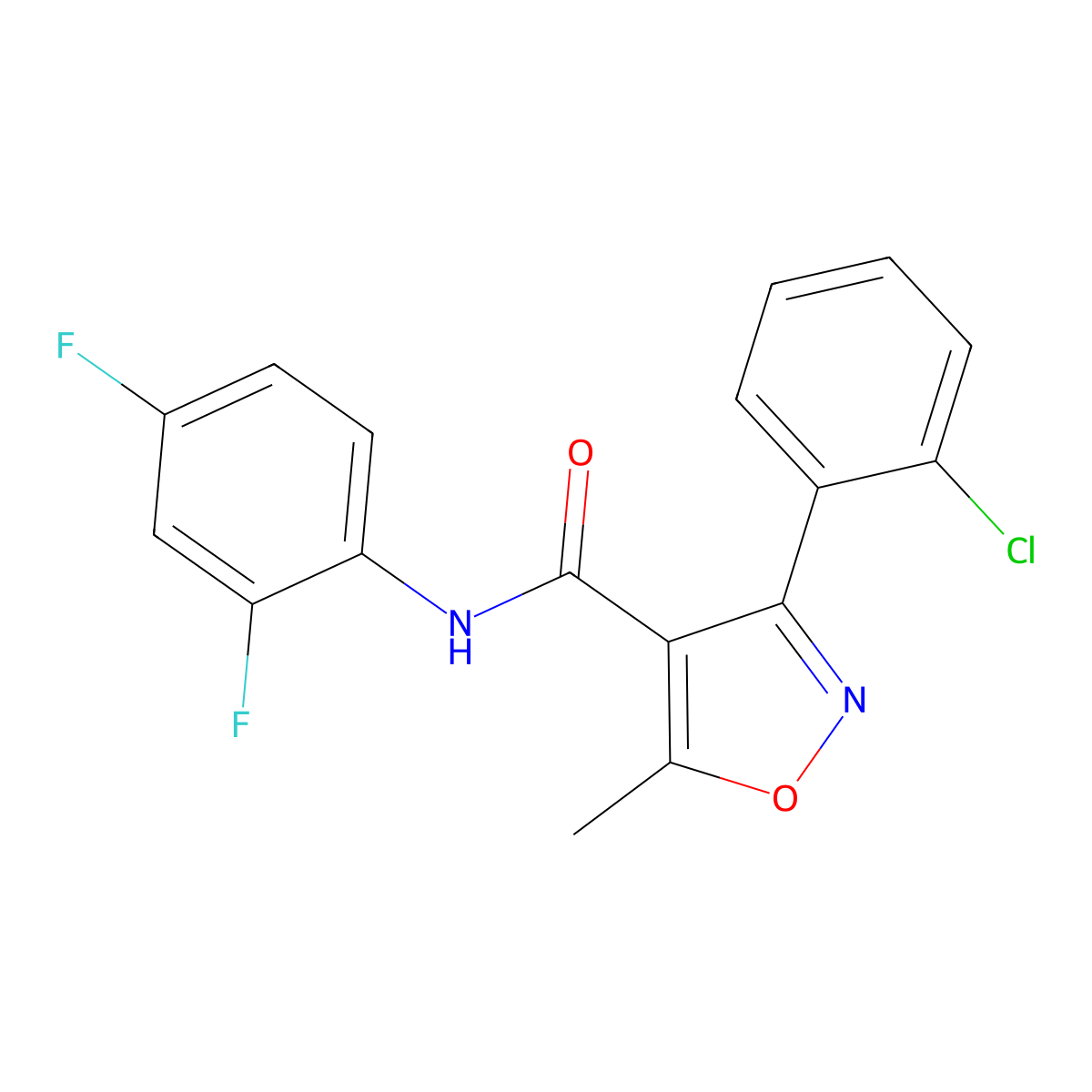 3-(2-chlorophenyl)-N-(2,4-difluorophenyl)-5-methylisoxazole-4-carboxamide molecular structure, CAS 326902-82-3