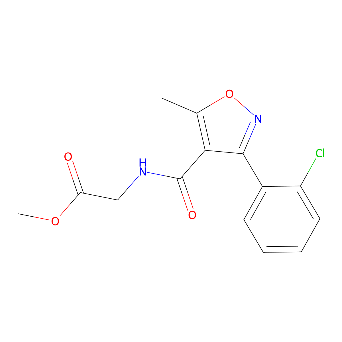 Methyl 2-({[3-(2-chlorophenyl)-5-methyl-4-isoxazolyl]carbonyl}amino)acetate molecular structure, CAS 326902-86-7