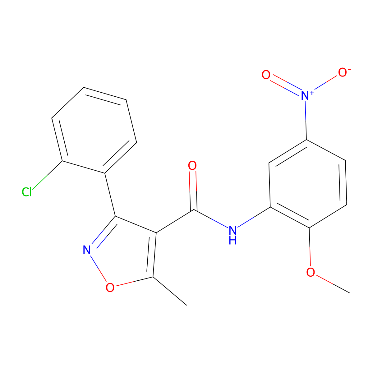 3-(2-chlorophenyl)-N-{5-nitro-2-methoxyphenyl}-5-methyl-4-isoxazolecarboxamide molecular structure, CAS 326902-87-8