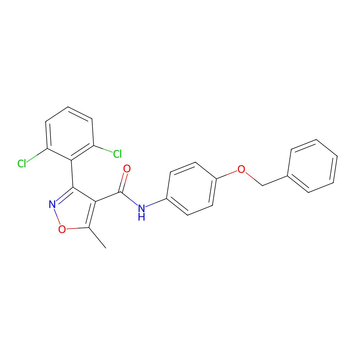 3-(2,6-dichlorophenyl)-5-methyl-N-(4-phenylmethoxyphenyl)-1,2-oxazole-4-carboxamide molecular structure, CAS 326902-92-5