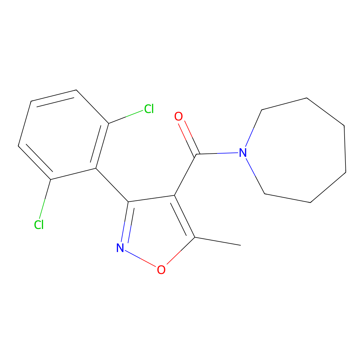 Azepan-1-yl[3-(2,6-dichlorophenyl)-5-methyl-1,2-oxazol-4-yl]methanone molecular structure, CAS 326902-98-1