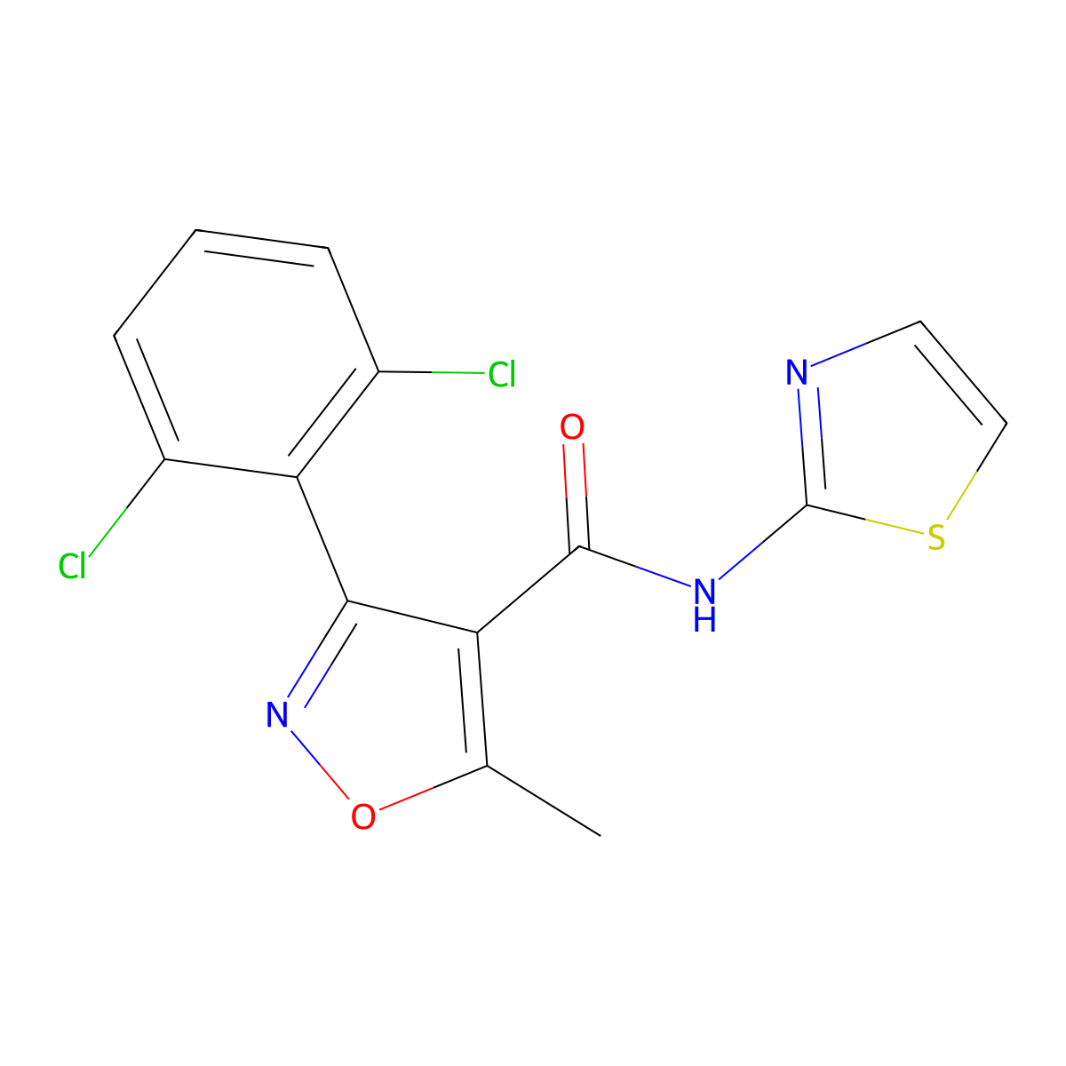 3-(2,6-dichlorophenyl)-5-methyl-N-(1,3-thiazol-2-yl)-1,2-oxazole-4-carboxamide molecular structure, CAS 326902-99-2
