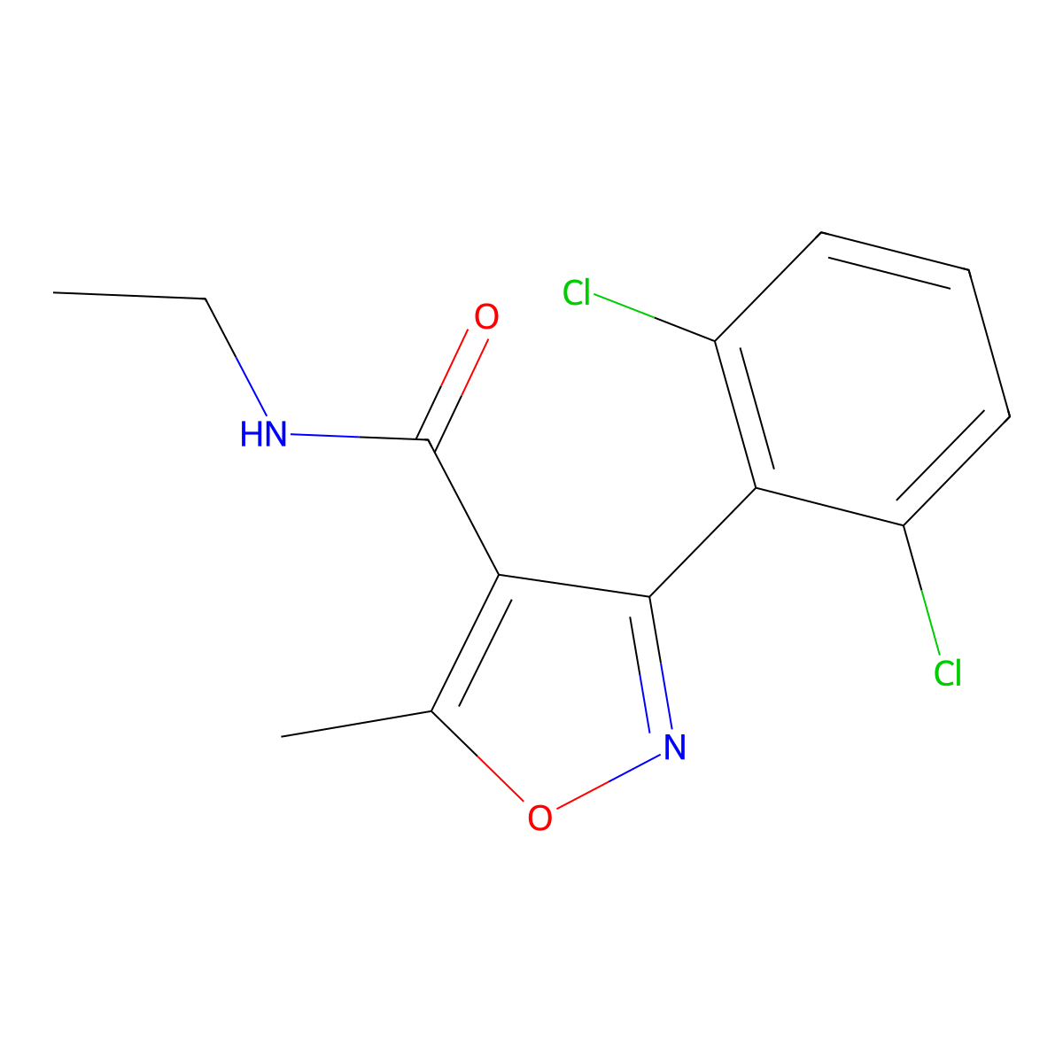 3-(2,6-dichlorophenyl)-N-ethyl-5-methyl-1,2-oxazole-4-carboxamide molecular structure, CAS 326903-01-9