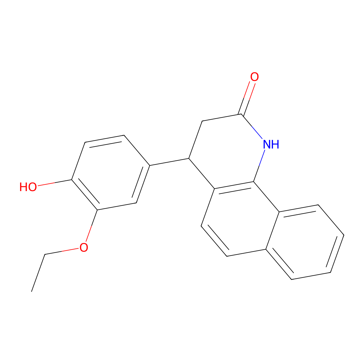 4-(3-ethoxy-4-hydroxyphenyl)-3,4-dihydrobenzo[h]quinolin-2(1H)-one molecular structure, CAS 326903-20-2