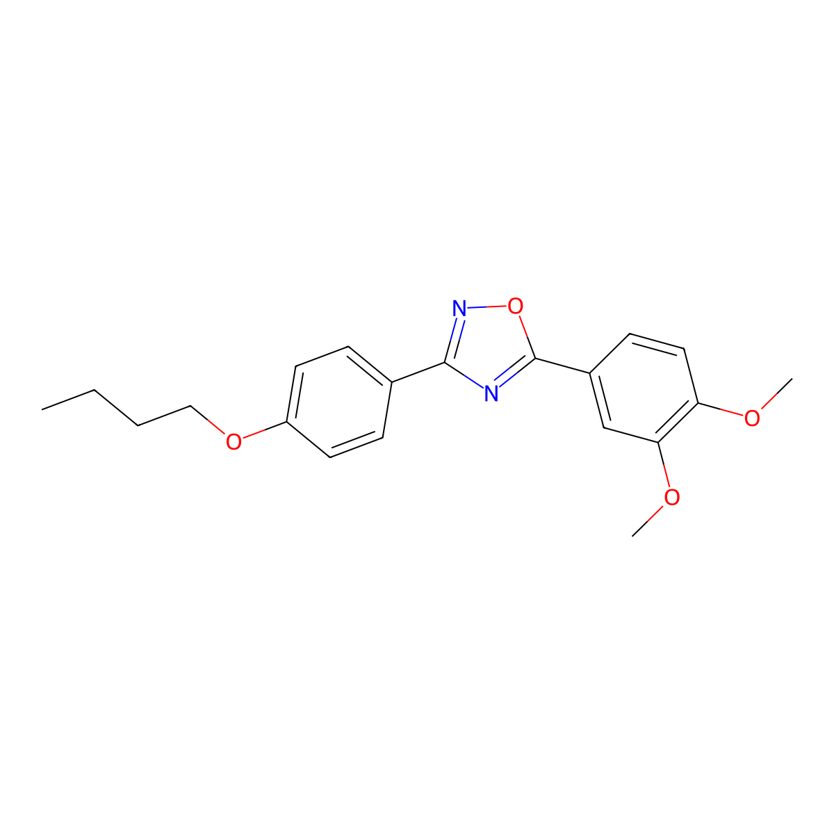 3-(4-Butoxyphenyl)-5-(3,4-dimethoxyphenyl)-1,2,4-oxadiazole molecular structure, CAS 326903-33-7