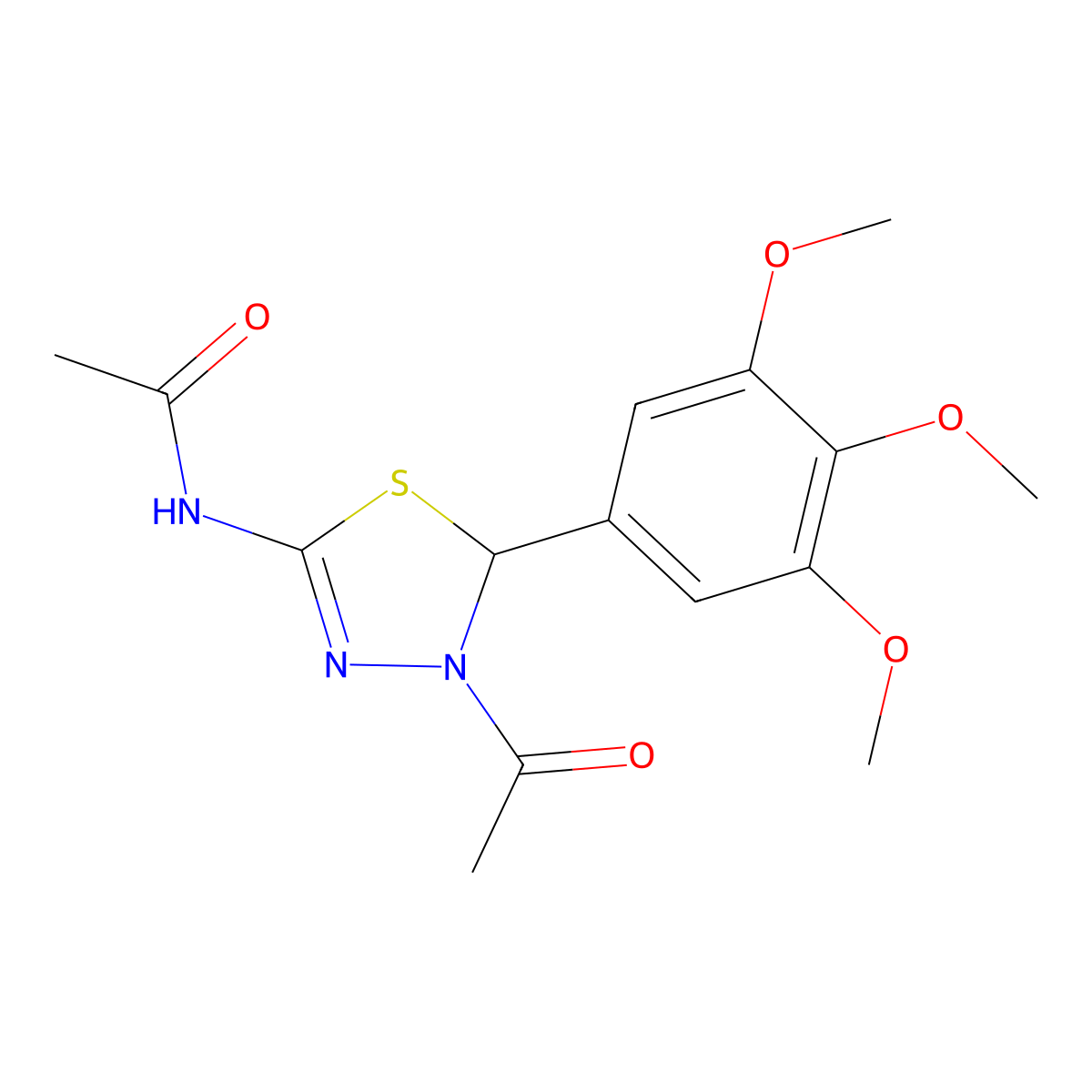 N-[3-acetyl-2-(3,4,5-trimethoxyphenyl)-2H-1,3,4-thiadiazol-5-yl]acetamide molecular structure, CAS 326903-67-7