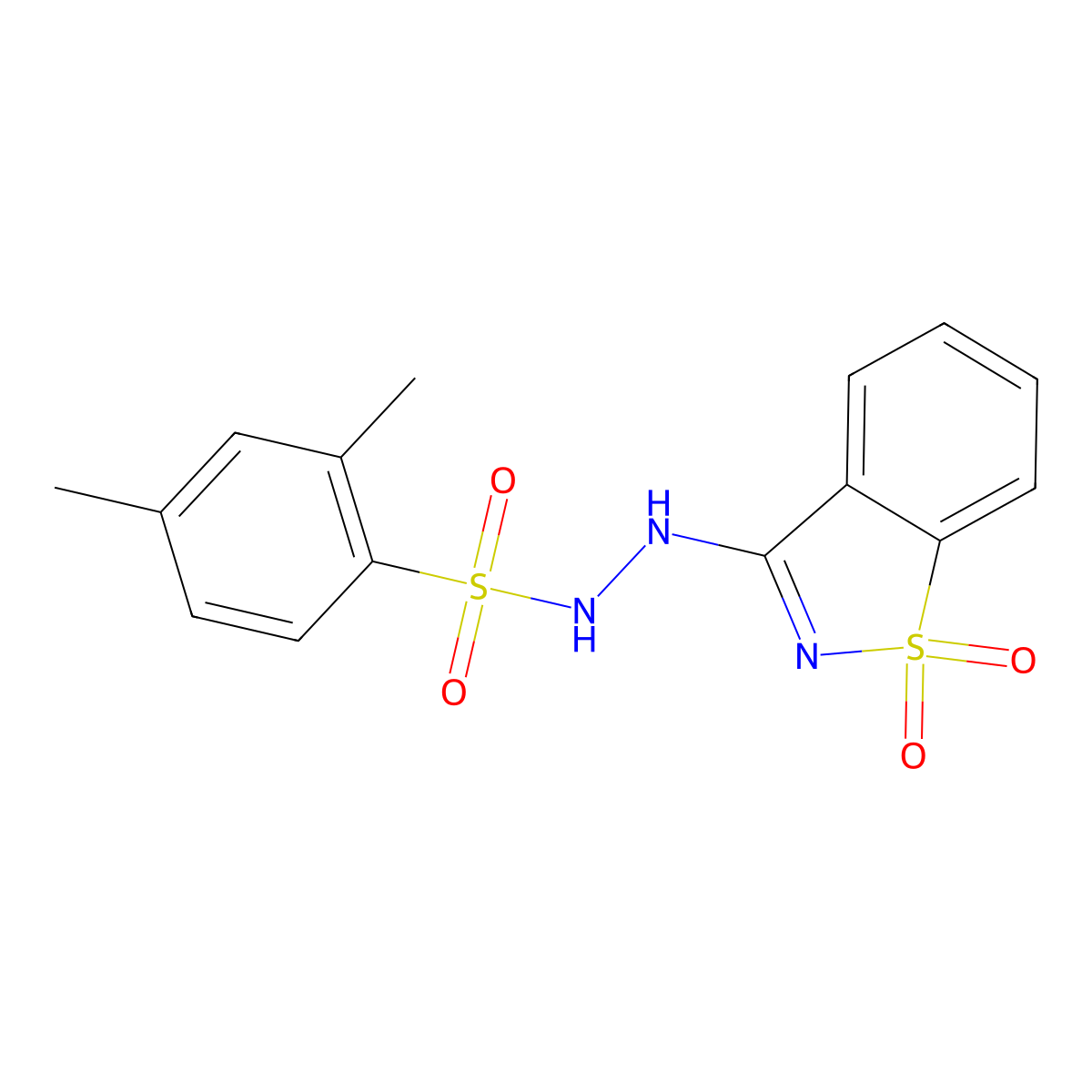 N'-(1,1-dioxido-1,2-benzisothiazol-3-yl)-2,4-dimethylbenzenesulfonohydrazide molecular structure, CAS 326903-74-6