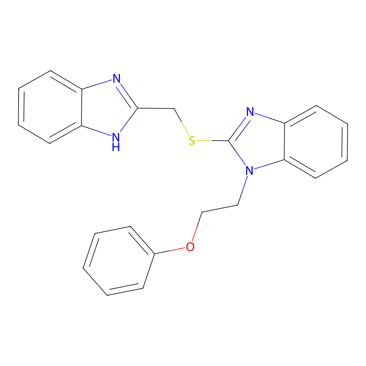 2-(1H-benzimidazol-2-ylmethylsulfanyl)-1-(2-phenoxyethyl)benzimidazole molecular structure, CAS 326903-84-8