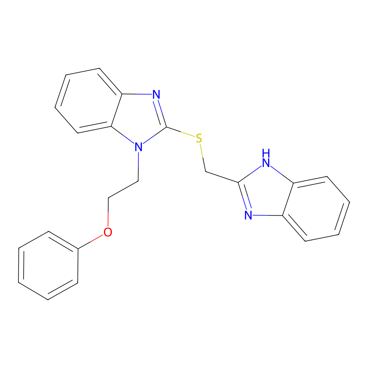 2-(1H-benzimidazol-2-ylmethylsulfanyl)-1-(2-phenoxyethyl)benzimidazole molecular structure, CAS 326903-84-8