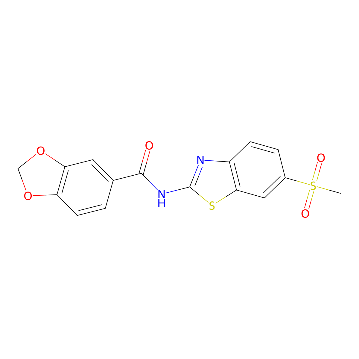 N-(6-methanesulfonyl-1,3-benzothiazol-2-yl)-2H-1,3-benzodioxole-5-carboxamide molecular structure, CAS 326907-42-0
